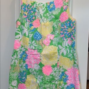 Lilly Pulitzer Green Yellow Pink Blue Floral Shift Dress Size 6.